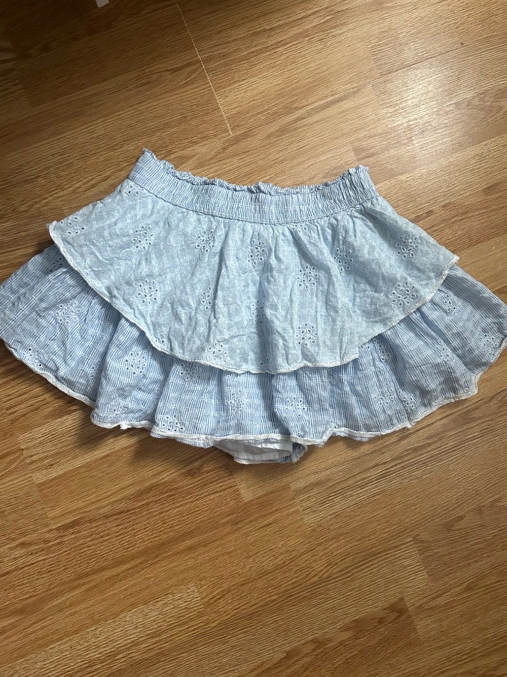 American Eagle Outfitters Light Blue Eyelet Tiered Skirt
